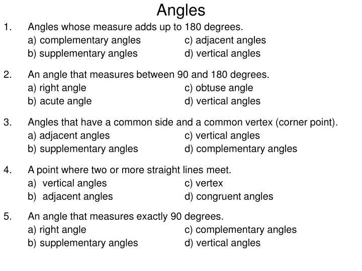 Two Angles Whose Measures Add Up To 180 Degrees