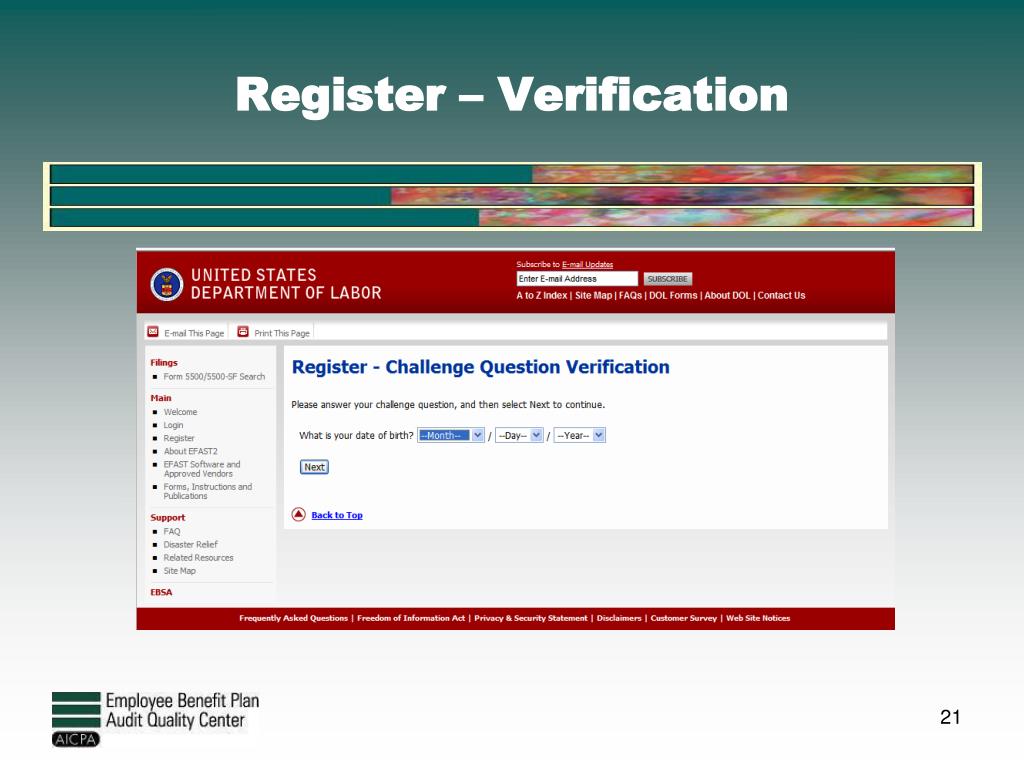 Verification Register Quality PPT - Employee Benefit Plan Audit Quality Center PowerPoint ...