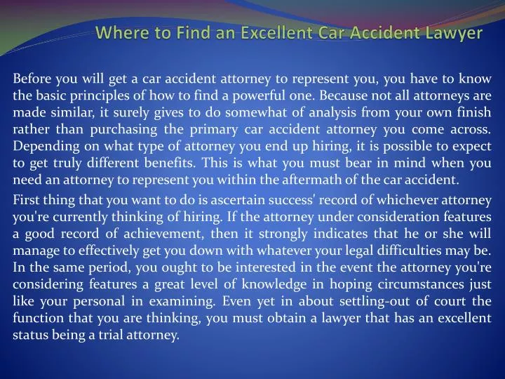 where to find an excellent car accident lawyer n.