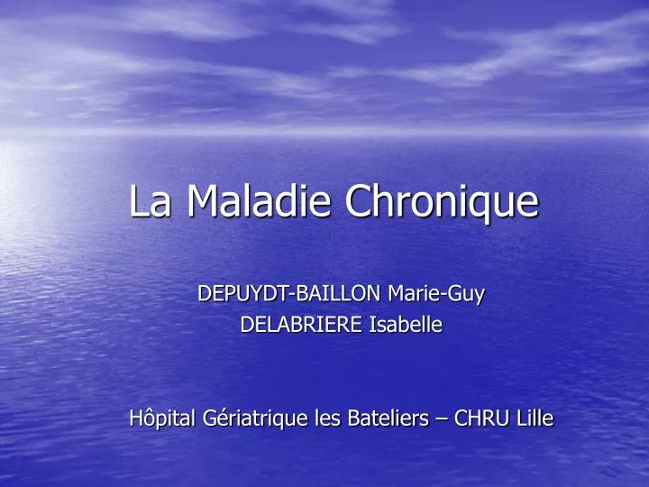 PPT  La Maladie Chronique PowerPoint Presentation, free download  ID