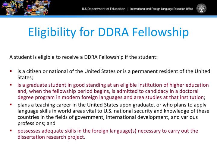 Doctoral dissertation research abroad program