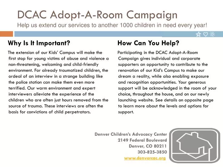 dcac adopt a room campaign help us extend our services to another 1000 children in need every year n.