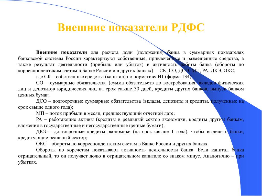 Положение долями. Внешние показатели. Показатели внешнего формирования. Результаты работы банка. Суммарные обязательства.