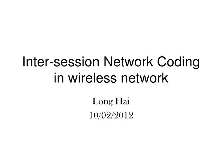 inter session network coding in wireless network n.