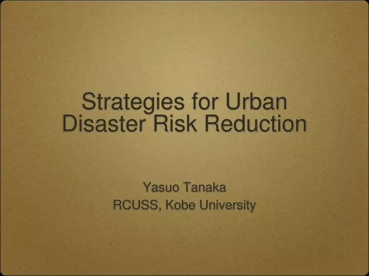 strategies for urban disaster risk reduction n.