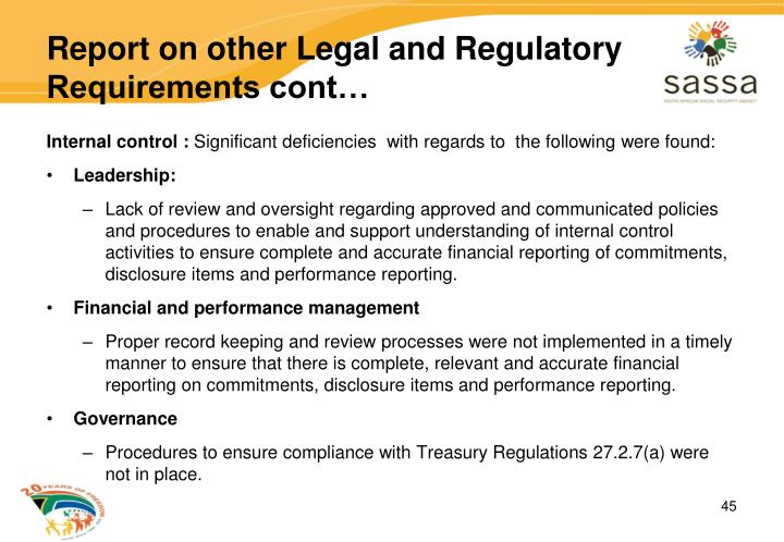 legal and regulatory requirements legal and regulatory requirements