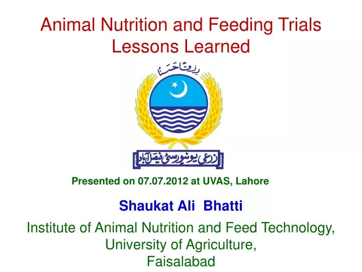 PPT - Animal Nutrition and Feeding Trials Lessons Learned PowerPoint