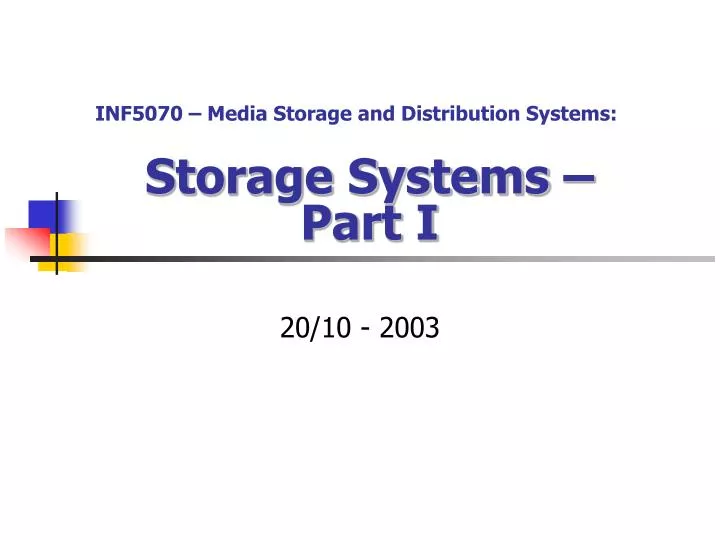 storage systems part i n.