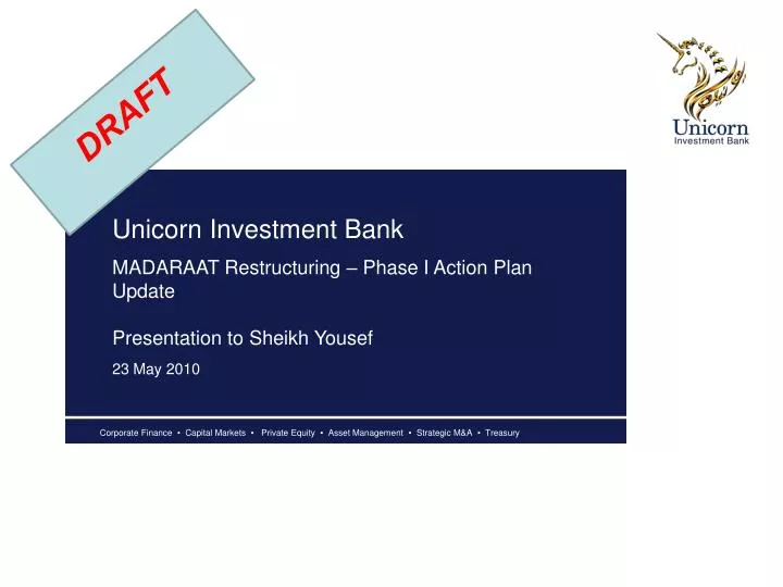 PPT Unicorn Investment Bank PowerPoint Presentation, free download