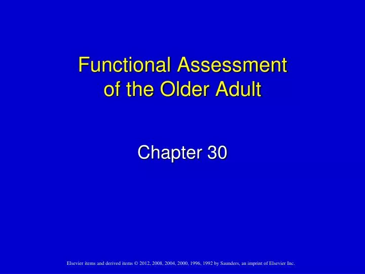 functional assessment of the older adult n.