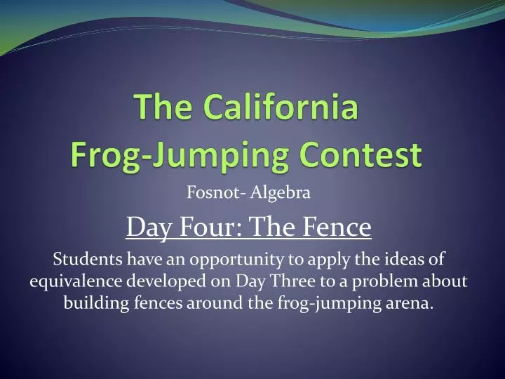 the california frog jumping contest n.