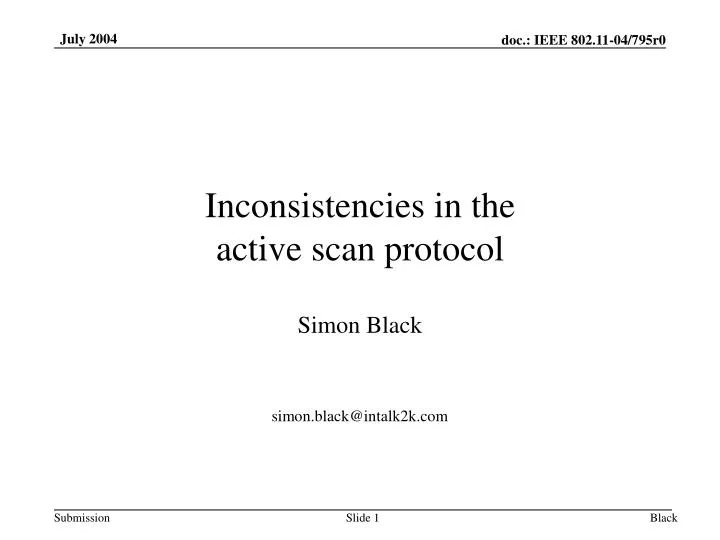 inconsistencies in the active scan protocol n.
