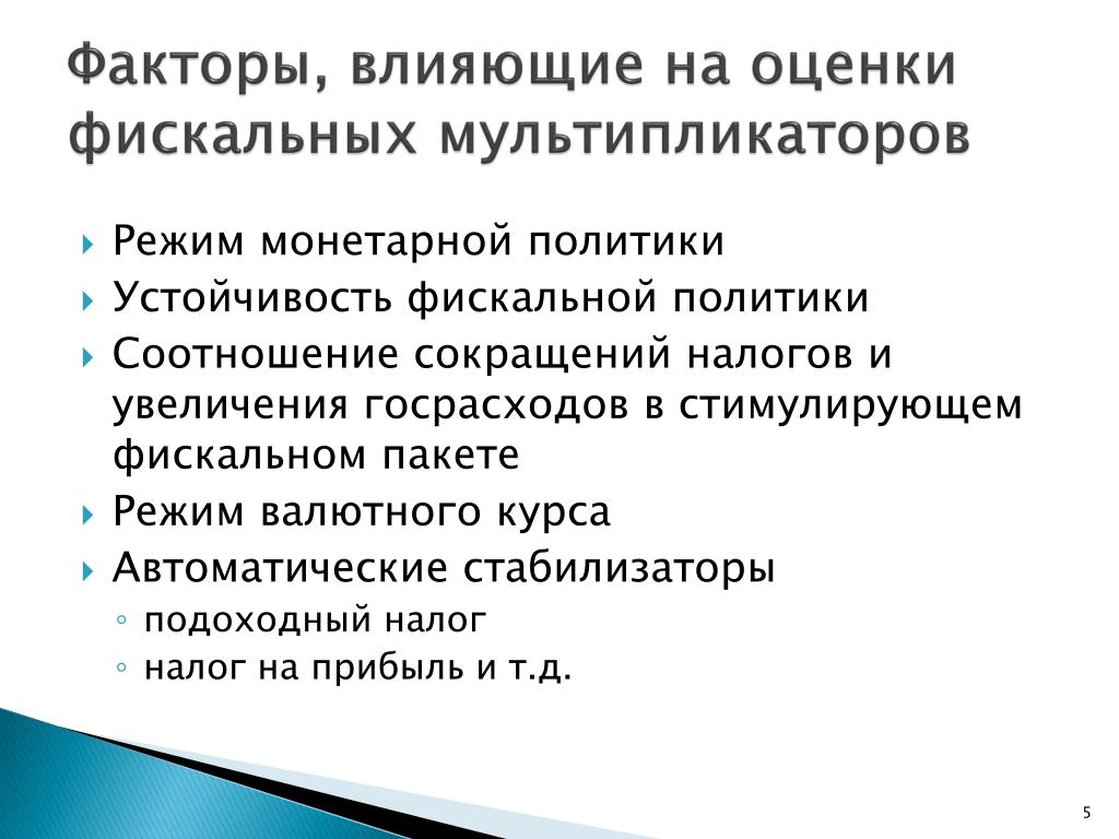 Мультипликаторы фискальной политики