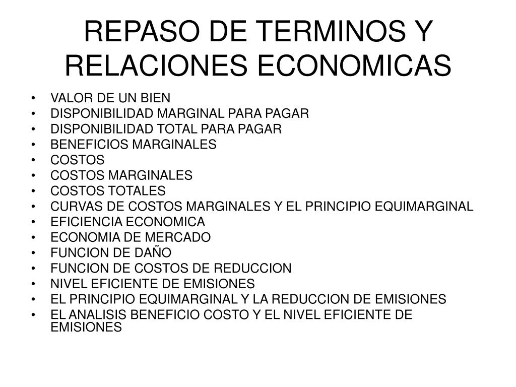 Terminos Marginales PPT - INSTRUMENTOS ECONOMICOS DE POLITICA AMBIENTAL PowerPoint ...