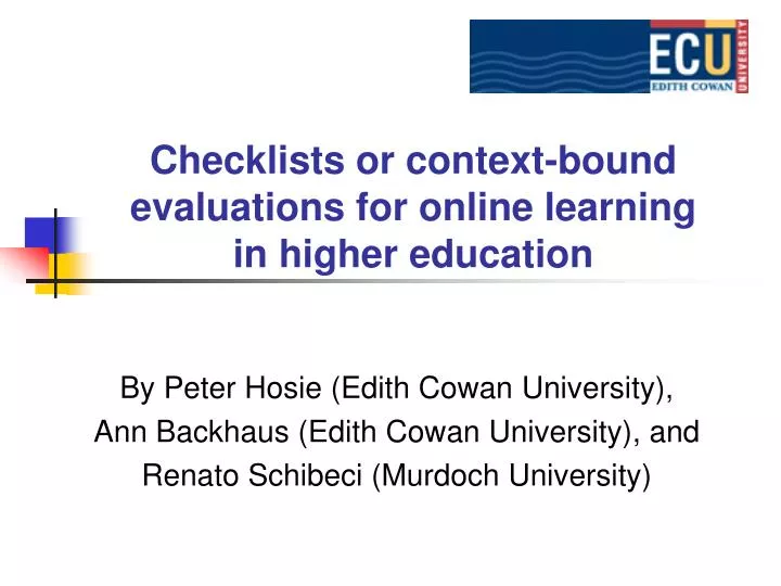 Ppt Checklists Or Context Bound Evaluations For Online Learning