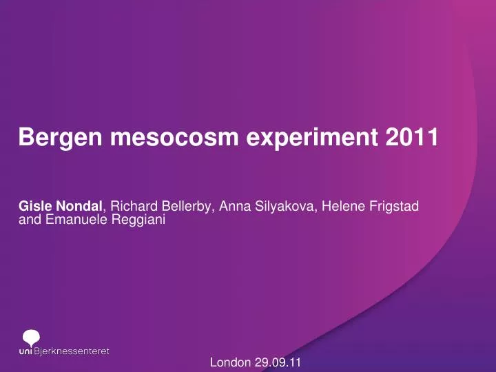 bergen mesocosm experiment 2011 n.