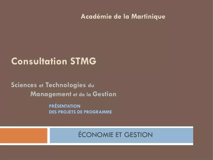 La série STMG. Sciences et Technologies du Management et de la Gestion