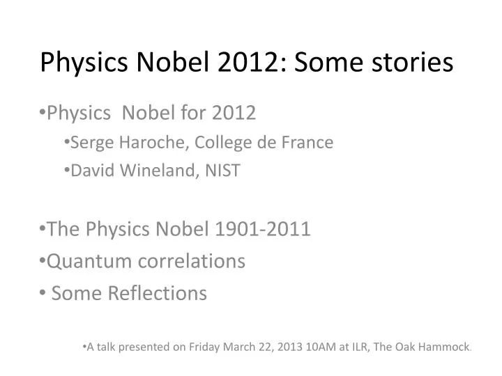 physics nobel 2012 some stories n.