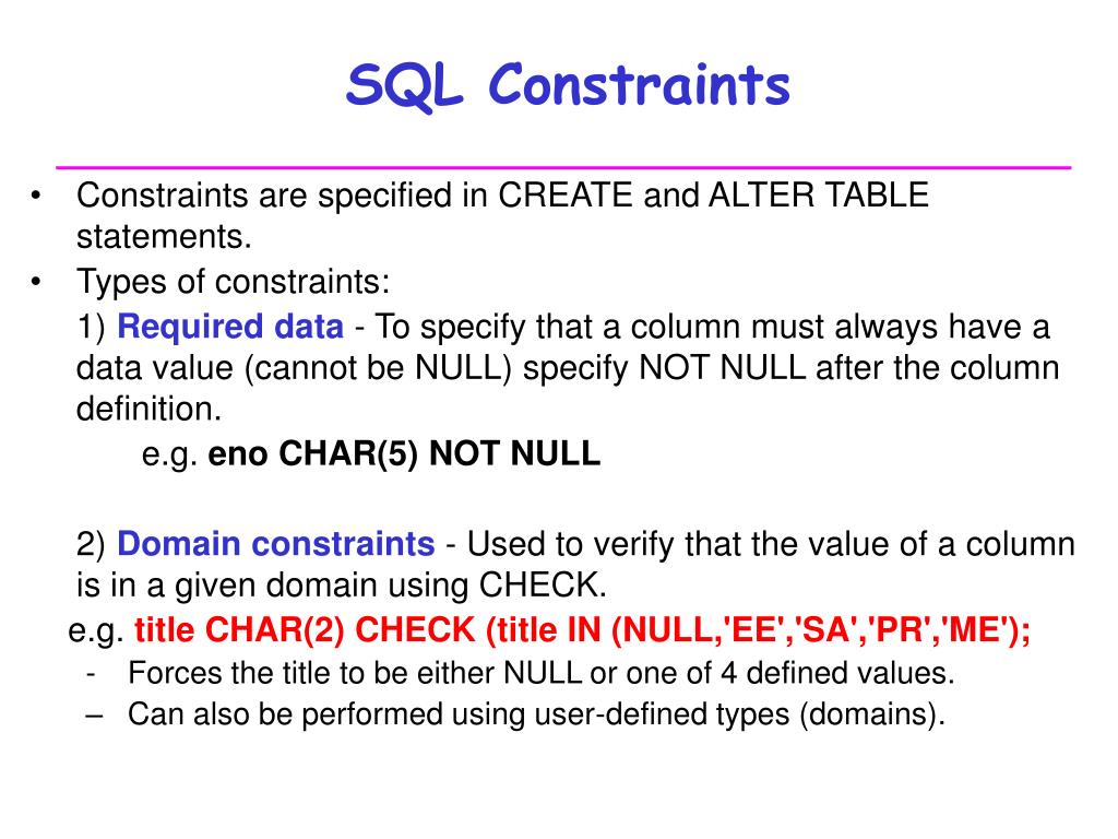User constraints