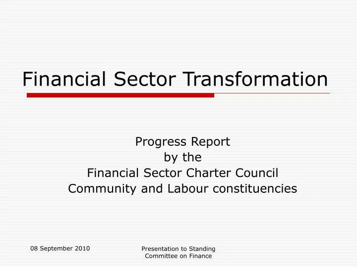 financial sector transformation n.