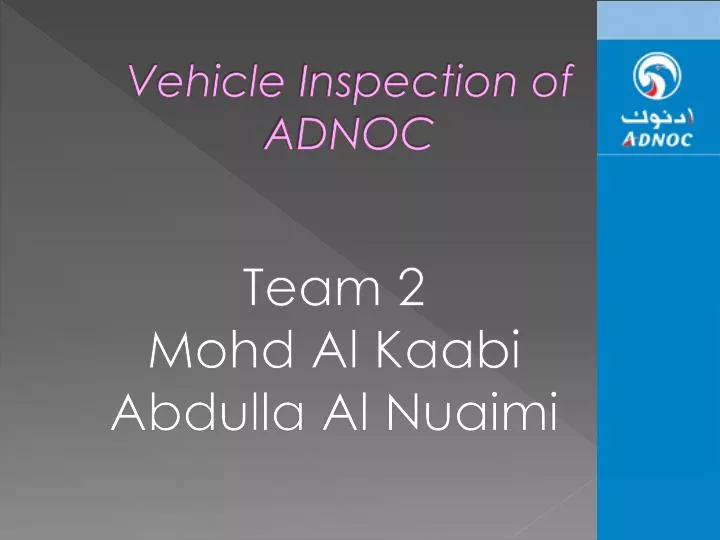 vehicle inspection of adnoc n.