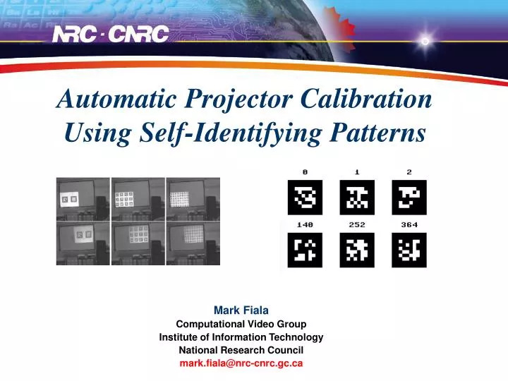 PPT Automatic Projector Calibration Using SelfIdentifying Patterns