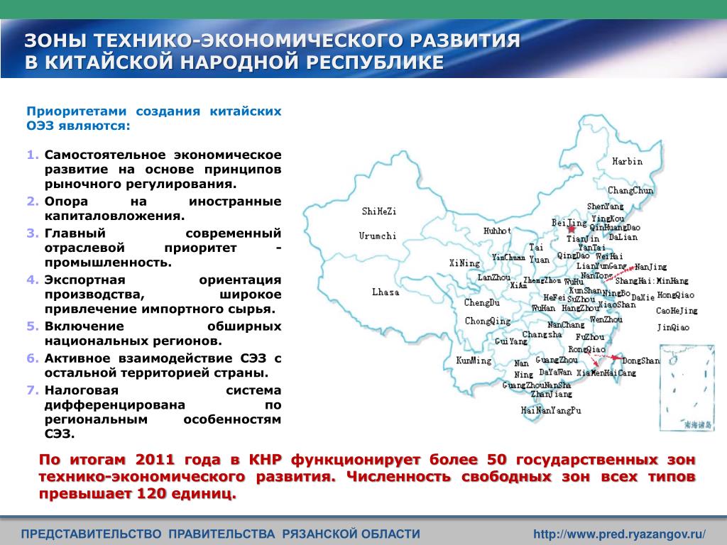 Карта свободных экономических зон китая