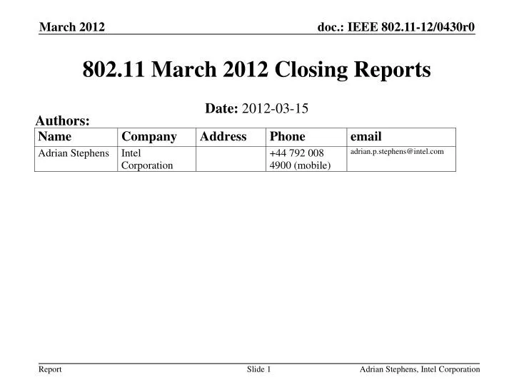 802 11 march 2012 closing reports n.