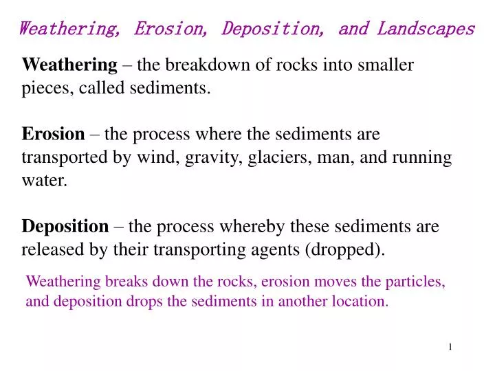 Ppt Weathering Erosion Deposition And Landscapes Powerpoint Presentation Id