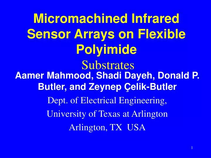 micromachined infrared sensor arrays on flexible polyimide substrates n.