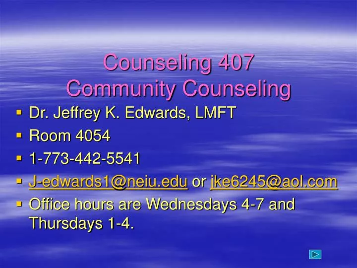 counseling 407 community counseling n.