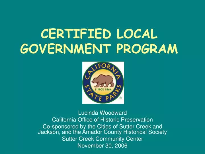 certified local government program n.