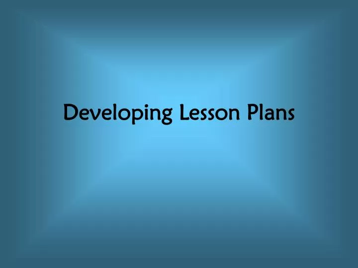 developing lesson plans n.