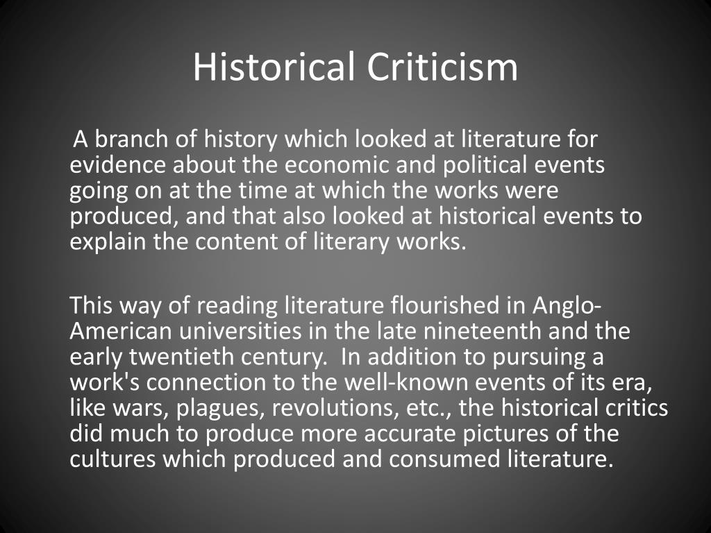 historical criticism essay examples