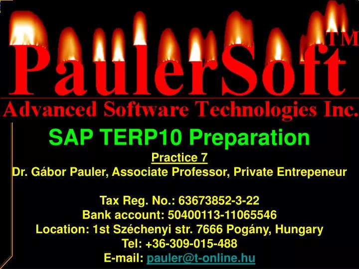 PPT - SAP TERP10 Preparation Practice 7 Gábor Pauler, Associate Professor, Private Entrepeneur PowerPoint Presentation ID:3742698