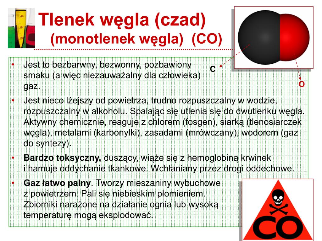 Masa Cząsteczkowa Tlenku Węgla 4 PPT - Oddziaływanie tlenku węgla na organizm człowieka PowerPoint