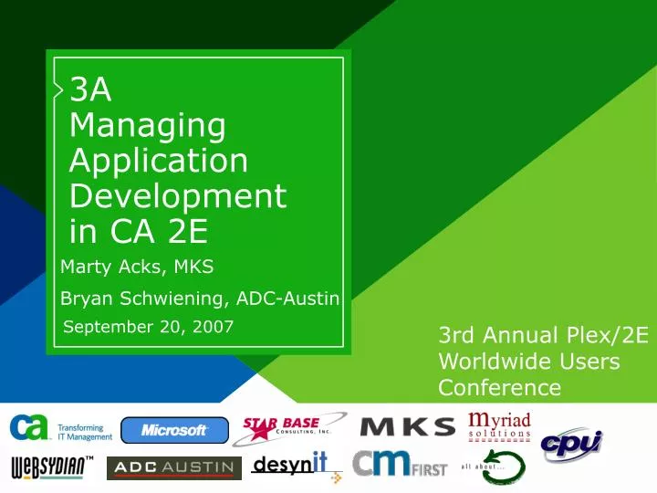 3a managing application development in ca 2e n.