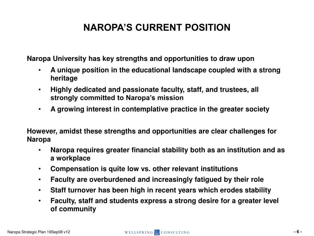 PPT NAROPA UNIVERSITY Strategic Plan “Deliver Distinction With