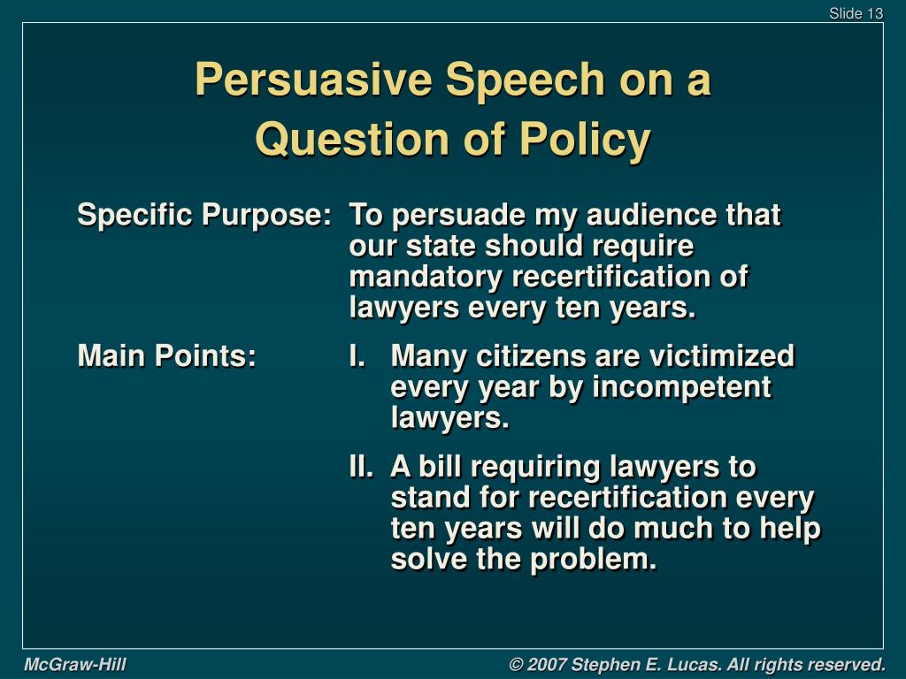 persuasive speech on question of policy