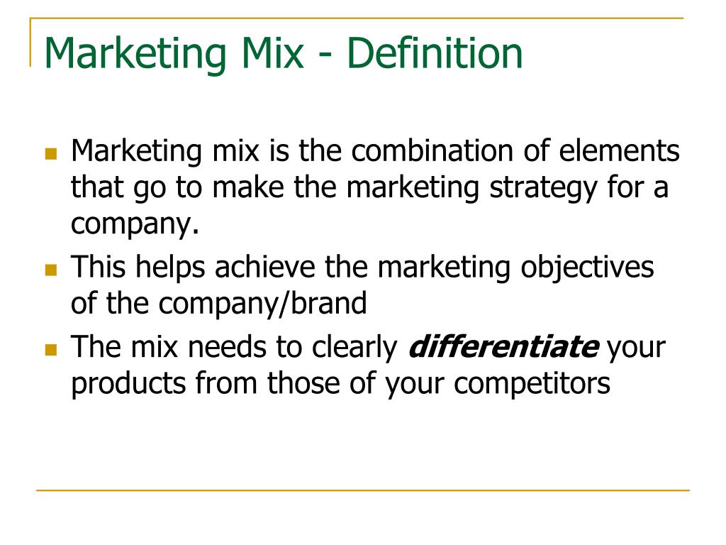 PPT - Marketing Mix PowerPoint Presentation, free download - ID:3746672