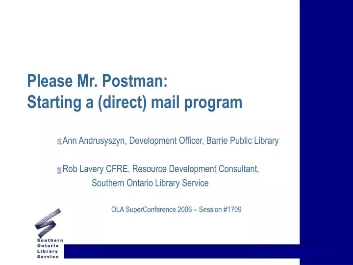 please mr postman starting a direct mail program n.