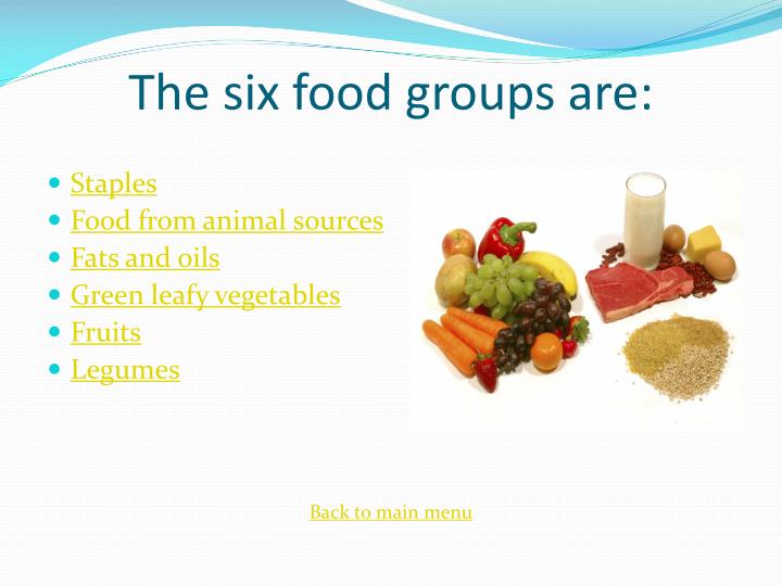 The Six Main Food Groups