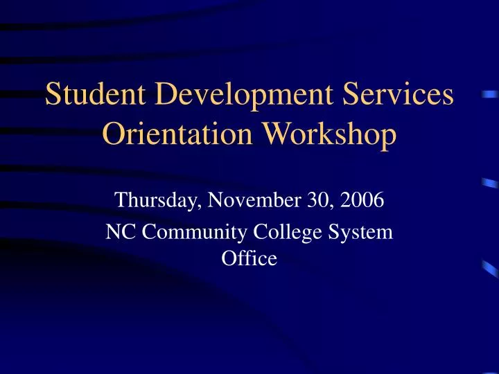 student development services orientation workshop n.