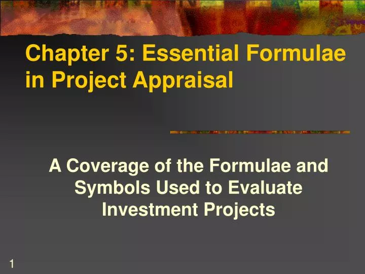 chapter 5 essential formulae in project appraisal n.
