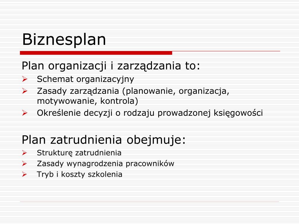 PPT - Biznesplan – układ i zawartość biznesplanu PowerPoint