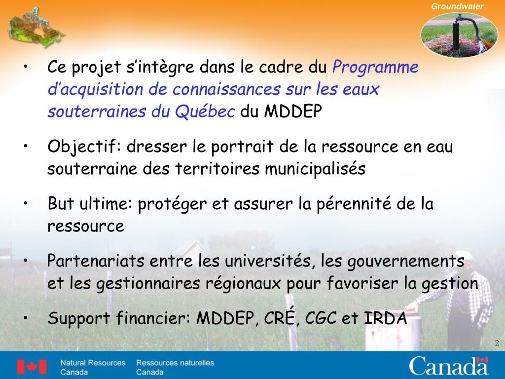 PPT - Projet d’acquisition de connaissances sur les eaux souterraines ...