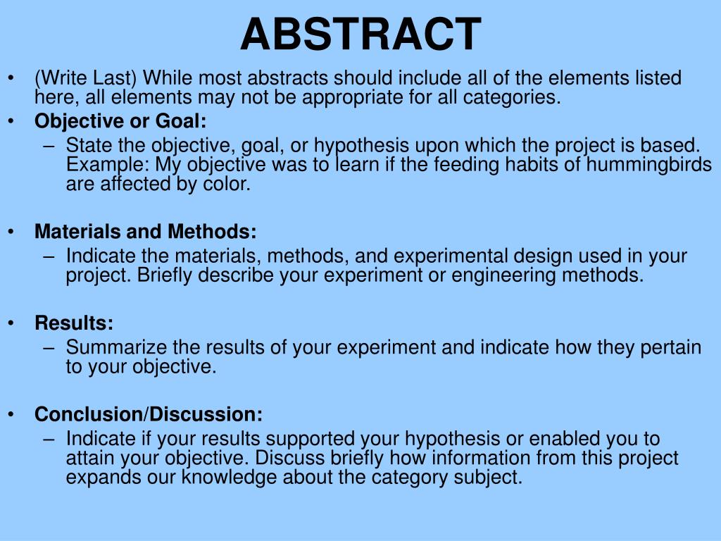 What Is An Abstract In A Science Project