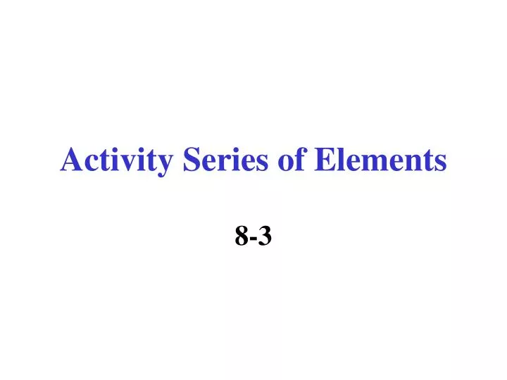 activity series of elements n.