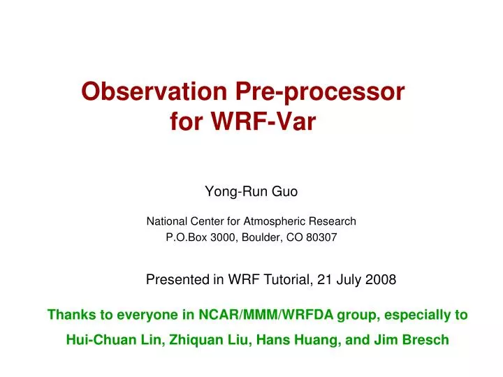 observation pre processor for wrf var n.