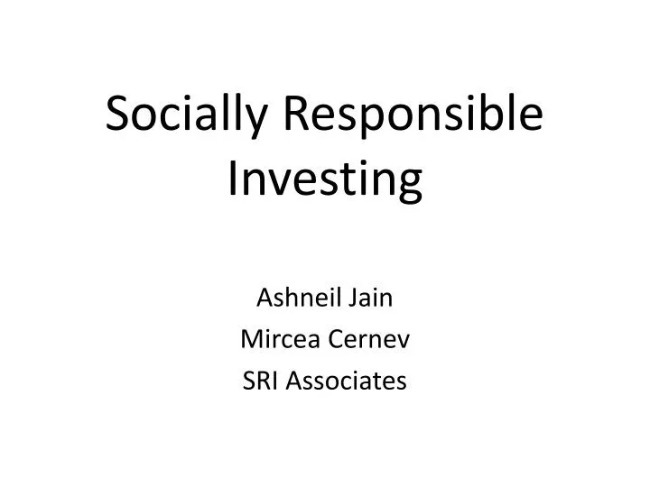 socially responsible investing n.